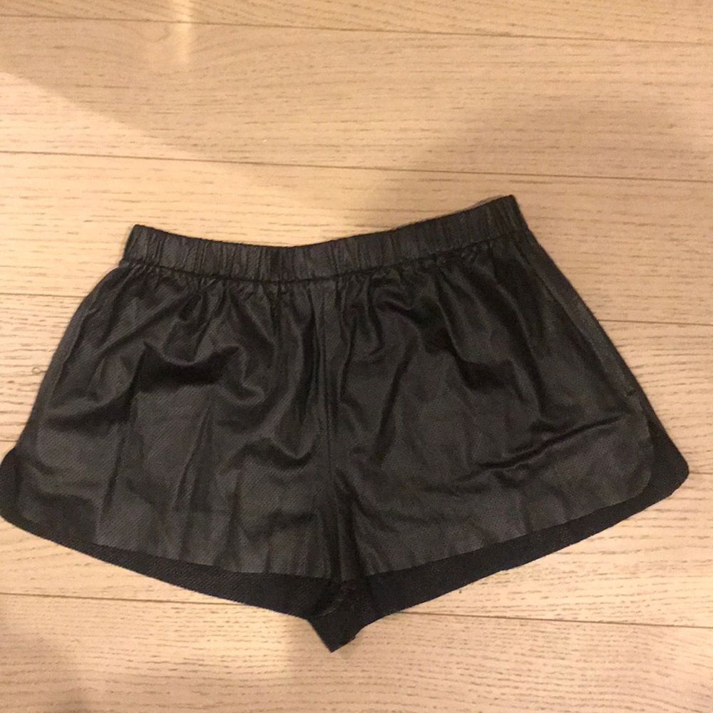 Faux Leather Mesh Short